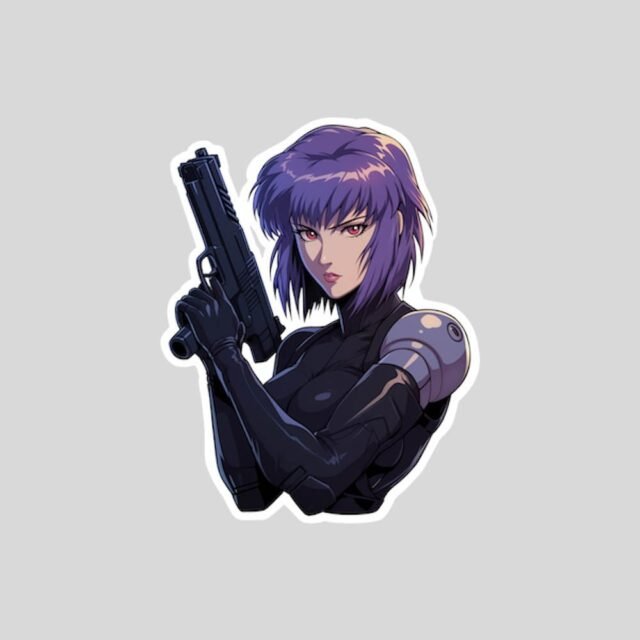 motoko kusanagi with gun sticker