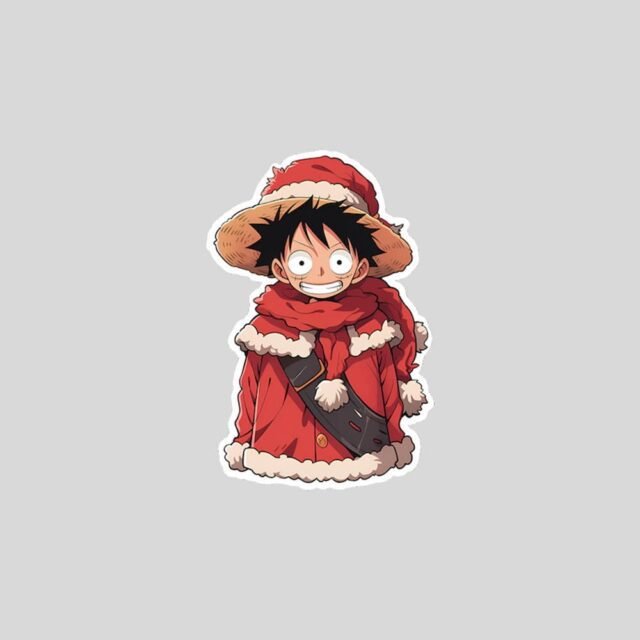 one piece luffy in santa claus costume sticker