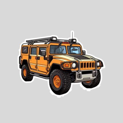 orange hummer h1 cartoon sticker