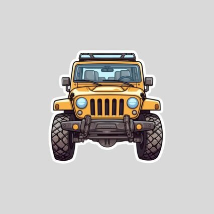 orange jeep wrangler front view sticker