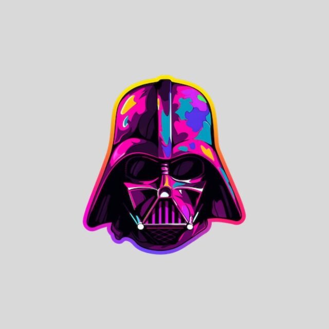 pink darth vader head colorful stroke sticker