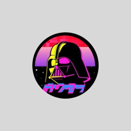 retro darth vader round sticker