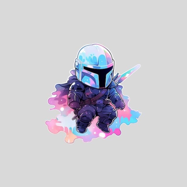 star wars chibi mandalorian pastel sticker