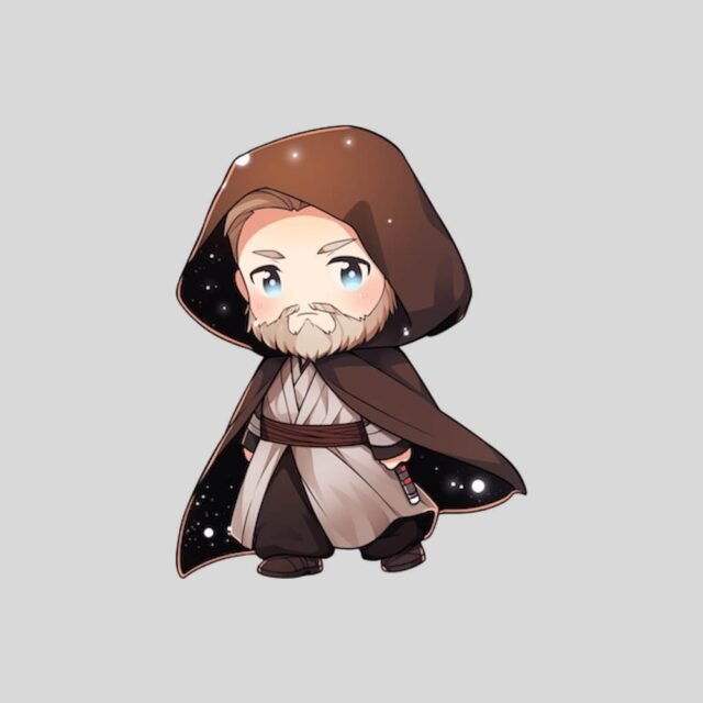 star wars chibi obi wan kenobi in robe sticker