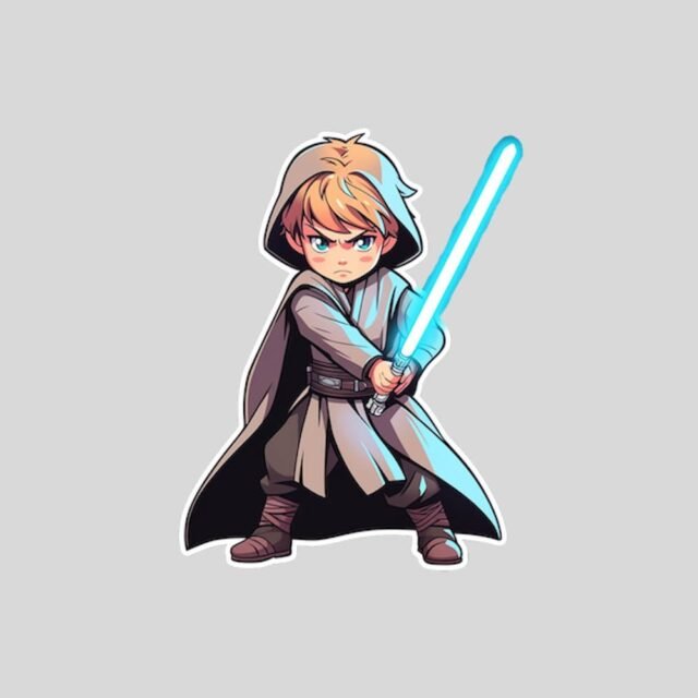 star wars child jedi with lightsaber sticker