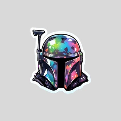 star wars colorful boba fett helmet sticker