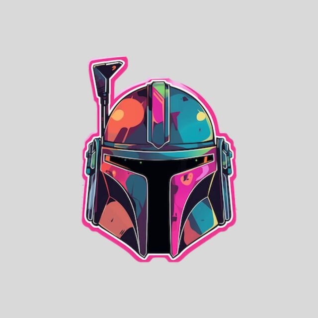 star wars mandalorian helmet red stroke sticker