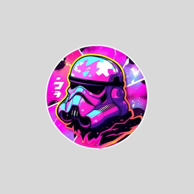 star wars pink trooper head round sticker