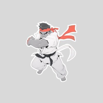 street fighter monochrome ryu sticker