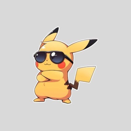 stylish pikachu in glasses pokemon sticker