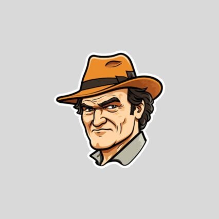 tarantino in hat cartoon sticker