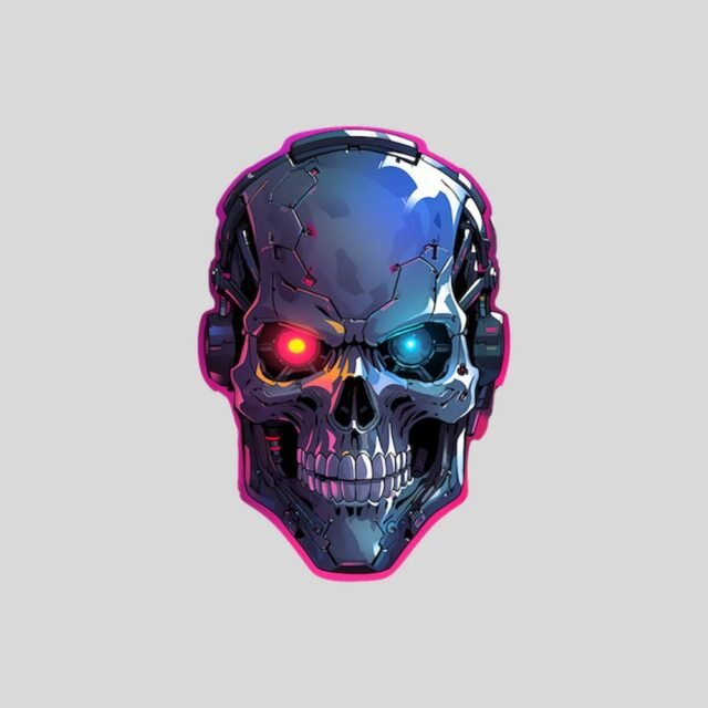 terminator skull pink stroke sticker