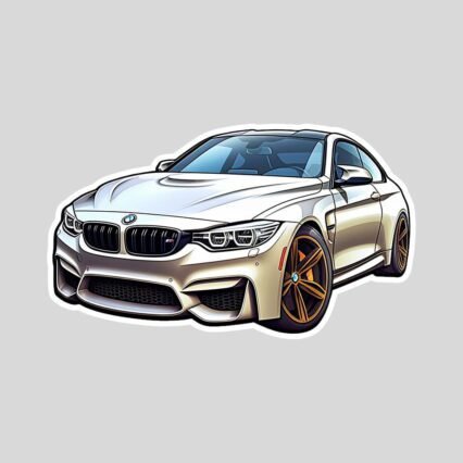 white bmw m4 car sticker