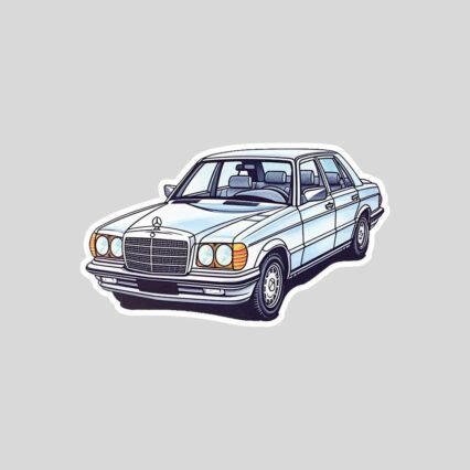 white mercedes benz w126 sticker