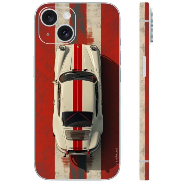 White Porche with red strips mobile skin