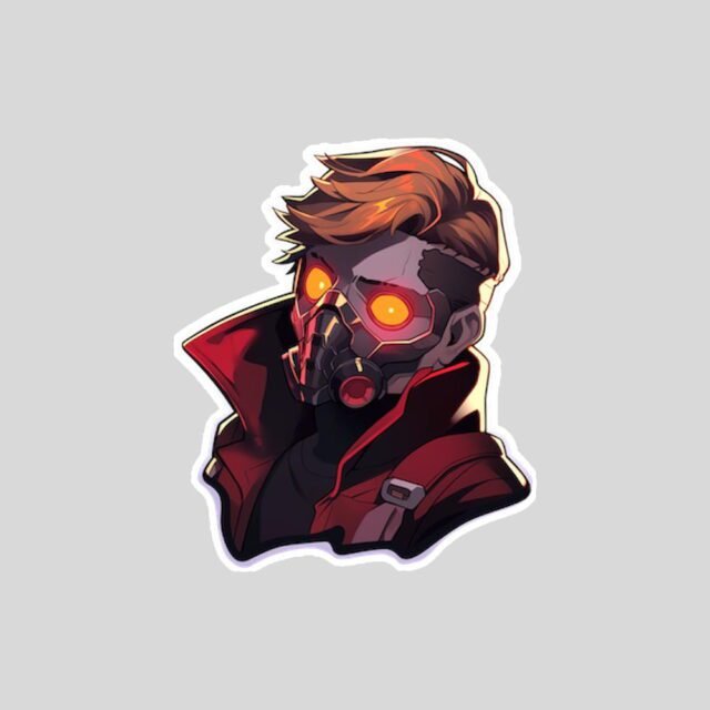 aesthetic star lord in mask marvel sticker