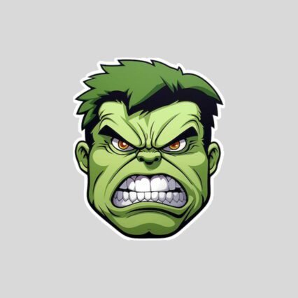 angry hulk cartoon head sticker