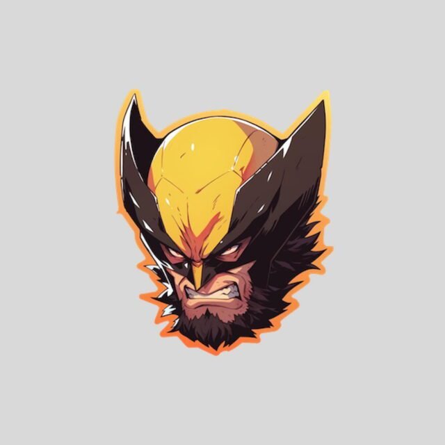 angry wolverine head orange stroke sticker