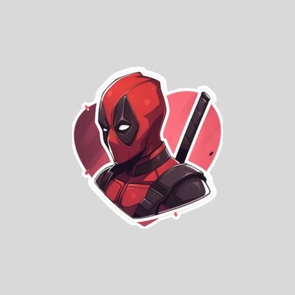 deadpool love heart sticker