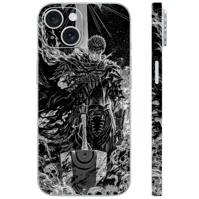 Berserk guts black and white mobile skin wrap