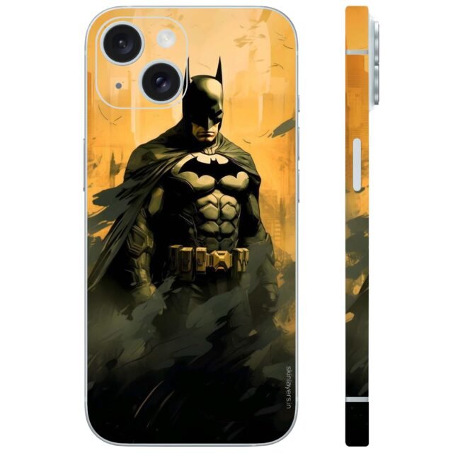 Batmanyellow background mobile skin wrap