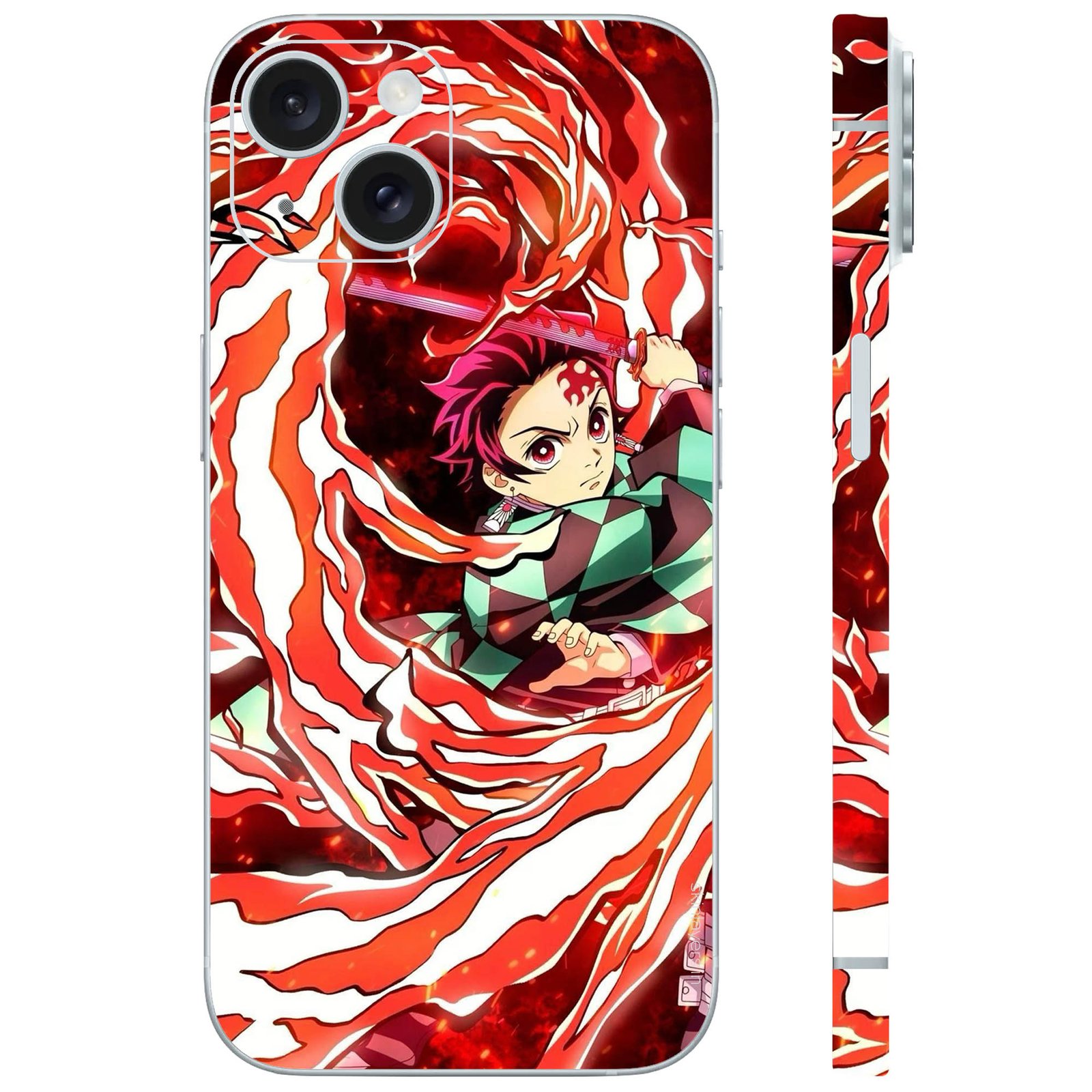 Tanjiro kamado red fire Demon Slayers Mobile Skin Wraps